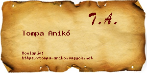 Tompa Anikó névjegykártya